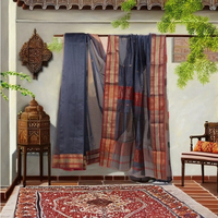 Sari Zhaad Pallu à double bordure 100% coton biologique teint uni
