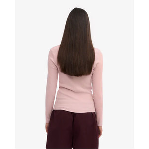 Camiseta básica de manga larga para mujer, cuello redondo clásico, ajustada, informal - Product Image 3
