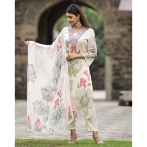Magnifique ensemble élégant pour soirée, haut et bas avec dupatta, taille XL - Product Image 1