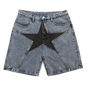 Pantalones Cortos de Mezclilla Unisex Personalizados con Lavado Ácido, Estilo Boyfriend, Tejidos, con Cordón Grueso, Estilo Urbano, para Verano - Product Image 5