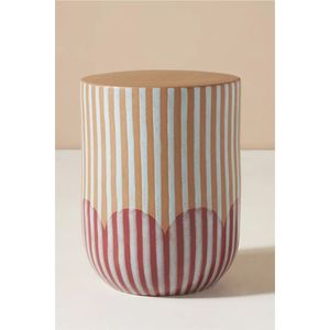 Table d'appoint cylindrique en métal à motif rayé personnalisé, tabouret de jardin robuste, meuble d'appoint pour la décoration de la maison et des hôtels - Product Image 2