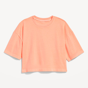 เสื้อครอปแขนสั้นคอกลมทรงหลวมสไตล์ลำลองสำหรับผู้หญิง สีพื้น แต่งลายฮิปฮอป เหมาะสำหรับใส่ในฤดูร้อน - Product Image 3