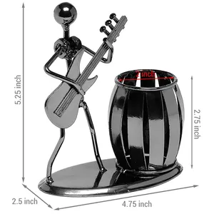 Sculpture de guitariste en métal, support de baril, figurine décorative moderne, durable, de haute qualité, pour la maison, le bureau - Product Image 3