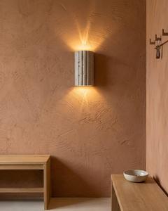 Modern Rectangle Concrete Wall Sconce <b>Socket</b> Wall Shelf Fluted Finish Nature Theme Ambient <b>Light</b> for Bedroom Living Room - Product Image 1