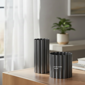 Juego de Jarrones Rectangulares Modernos y Ecológicos de Aluminio Color Gris Metálico con Acabado de Espejo para Decoración del Hogar, Jarrón Decorativo Minimalista para Flores de Escritorio - Product Image 4