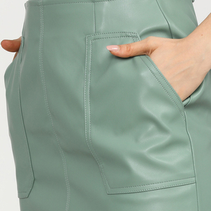 Mini-jupes taille haute en PU vert pastel décontractées avec poches fonctionnelles – Nouveau design, best-seller, excellent fournisseur pour femmes - Product Image 6