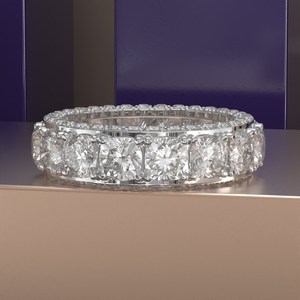 Anillo de Eternidad Completo con Corte Cojín, Anillo de Moissanita de Oro Sólido para Mujer, Anillo de Aniversario, Banda de Eternidad de Moissanita, Banda de Boda para Mujer - Product Image 6