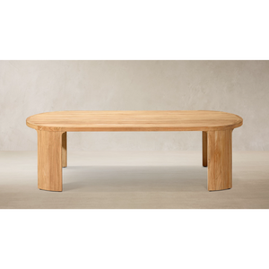 Table de salle à manger d'extérieur moderne en teck massif avec chaises rembourrées, finition naturelle, meubles durables pour jardin, patio, terrasse - Product Image 5