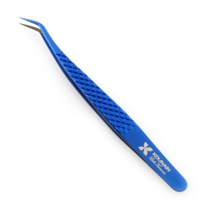 Kounain Pince à épiler en acier inoxydable de qualité professionnelle de 13 cm, pointe fine à 45 degrés, meilleure prise en main pour les cils - Product Image 2