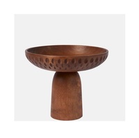Bol sur piétement en bois artisanal pour la présentation de fruits sur table, le rangement de collations, la présentation à table, l'agencement de centre de table et l'utilisation