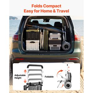 Carrello Pieghevole da Spiaggia con Ruote Gonfiabili da 12 Pollici, Capacità di Carico 75 kg, Piattaforma di Carico 50x38 cm, Carrello per Trasporto Pesante - Product Image 6