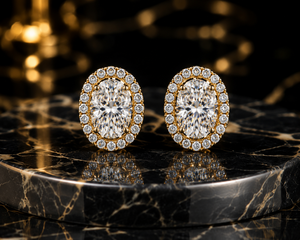 Pendientes de Diamante Ovalado Cultivado en Laboratorio con Halo, Chapados en Rodio, Certificados por IGI, Joyería de Moda para Bodas - Product Image 2