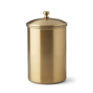 Handcrafted Brass <b>Storage</b> Canister with Lid Metal <b>Kitchen</b> <b>Storage</b> <b>Jar</b> Decorative Countertop Container <b>for</b> Tea Coffee Sugar - Product Image 1