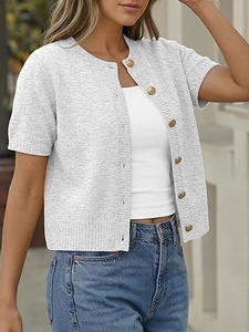 Suéter Rosa de Punto con Cuello Redondo para Mujer, Mezcla de Lana Suave, Cómodo y Ligero - Product Image 1