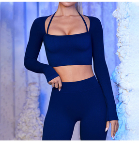 Conjuntos deportivos sin costuras para mujer, ropa de entrenamiento de alta elasticidad para correr, Top corto para Fitness, pantalones de Yoga, traje de Fitness para mujer - Product Image 4
