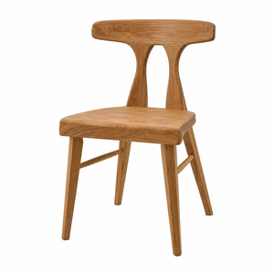 Chaise de salle à manger scandinave moderne en teck avec dossier sculpté et pieds coniques – Stable, durable, écologique, pour la maison, le bureau, la villa, le parc - Product Image 1