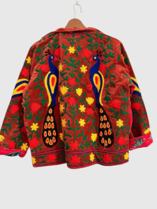 Veste en velours brodée à la main avec motif floral paon, manches longues, col châle, grande taille, vêtements d'hiver pour femmes - Product Image 3