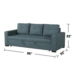 Divano Letto Convertibile a 3 Posti in Polifibra Blu Grigio - Product Image 3