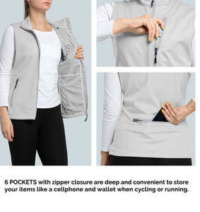 Chaleco Ajustado para Mujer, Moderno, Corte Entallado, Softshell, Calentador Corporal, Chaleco Deportivo de Alto Rendimiento, Sin Mangas - Product Image 3