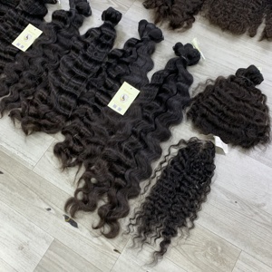 Wholesale Burmese Curly Cabello Humano Cuticles Aligned Straight Wave Raw Bundles Natural Black Weft <b>Extensions</b> - Product Image 6