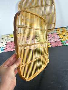 Juego de 4 bandejas de mimbre y bambú tejidas vintage, color tostado, 14x14, pequeñas, para servir, decoración natural para el hogar, proveedor mayorista, fabricante - Product Image 1