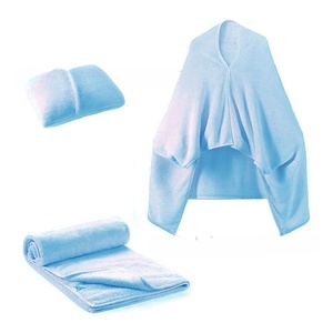 Soft Plush Throw <b>Blanket</b> With Pillow Foldable Rectangular Gray Winter Home Use Machine Wash Knitted Simple Style - Product Image 6