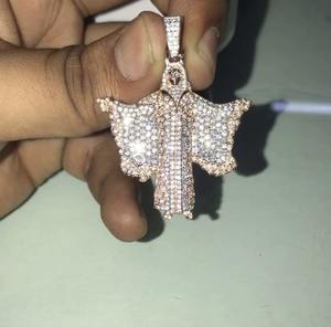 Colgante de Conejo de Dibujos Animados con Moissanita Real de Corte Redondo de 3.30Ct, Chapado en Plata 925, con Diamante, para Fiestas - Product Image 2