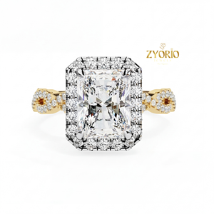 Anillo de Compromiso con Halo de Diamantes Cultivados en Laboratorio, Corte Radiante, 3.03 CT, con Diamantes Laterales en Halo, Anillo de Boda de Plata 925 de Lujo - Product Image 6