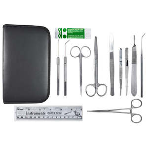 Kits chirurgicaux de haute qualité de 11 pièces avec manche de scalpel, ciseaux, pinces, outils, ensembles avec étui en cuir par Dentavex - Product Image 3