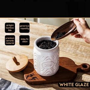 Juego de Recipientes de Cocina con Patrón en Relieve y Tapa de Madera, Diseño de Inspiración Vintage, Elegante Organizador de Encimera, Recipiente para Azúcar - Product Image 3