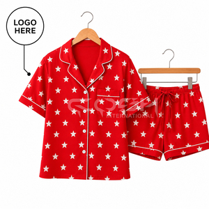 Ensemble de pyjama à manches courtes pour femmes, imprimé étoile rouge, vêtements grecs de la sororité Delta Sigma, logo personnalisé Cosh International - Product Image 1