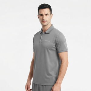 T-shirt de sport de haute qualité, uniforme de travail décontracté, logo personnalisé brodé, polo en polyester imprimé, polo classique couleur anthracite - Product Image 2