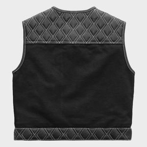 Chaleco de Cuero para Motociclista, Diseño Personalizado con Acolchado de Diamantes, Estilo Hunt Club - Product Image 3
