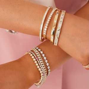 Heart Shape Round Lab Grown Diamond Tennis <b>Bracelets</b> Adjustable 6-7 in Bezel Set Minimalist Jewelry Wholesale 14k 18k <b>Solid</b> Gold - Product Image 6