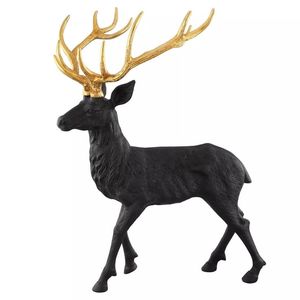 Figura de Ciervo Negro con Astas Doradas, Centro de Mesa Navideño de Lujo para Decoración de Mesa Festiva - Product Image 1
