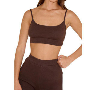 Conjunto de sujetador deportivo de 2 piezas sin costuras para mujer, personalizado al por mayor, casual, liso, con espalda en U, para yoga y fitness, de cintura media, transpirable, de secado rápido y elástico. - Product Image 3