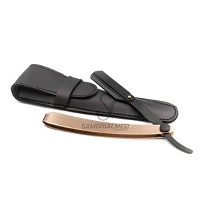 Navaja de Afeitar de Hoja Recta, Chapada en Oro Rosa, Plegable, Profesional, de Acero Inoxidable para Barbería, Dureza 58-60 HRC - Product Image 4