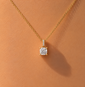 Pendentif classique en or massif 14K avec diamant de laboratoire taille coussin, serti griffes, 0,50-2,00 CT DEF VVS, certifié IGI, cadeau ODM - Product Image 3