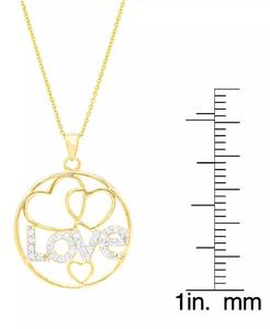 Diamante "amore" cerchio cuore 18 "collana pendente (1/8 ct. T. w.) in argento Sterling placcato oro 14k | Macacy's - Product Image 3