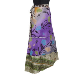 Indian Vintage 2 Layer <b>Magic</b> Hippie Sari Silk Wrap Skirts for <b>Beach</b> Wear 2 Layer Reversible <b>Magic</b> Silk Saris Wrap Long Skirt - Product Image 5