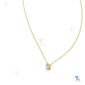 สร้อยคอจี้เพชรทรงเหลี่ยมแบบ Asscher Cut เพชรเพาะเลี้ยงในห้องปฏิบัติการ ทองคำแท้ 14K/18K ดีไซน์เรียบหรู ประดับเพชรเม็ดเดี่ยว เครื่องประดับสำหรับผู้หญิง - Product Image 6