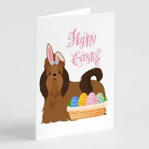 Whimsical A7 Size 5x7 Red Shih Tzu <b>Easter</b> Greeting <b>Cards</b> <b>Pack</b> of 8 Blank Note <b>Cards</b> with Envelopes - Product Image 1