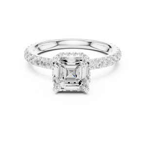 <b>Top</b> Selling Jewelry Featuring Four Prong Set Asscher Cut Lab Grown Diamond GRA Certified 14k Solid White Gold Rings For Women - Product Image 1