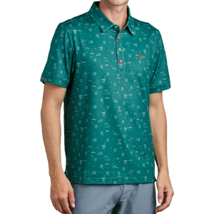 Chemise à manches courtes bleu marine pour homme avec imprimé ours de dessin animé orange, style décontracté, coupe régulière, tricotée, séchage rapide - Product Image 3