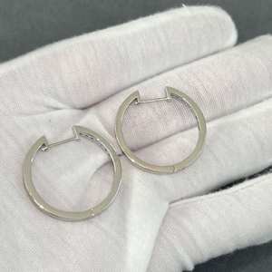 Boucles d'oreilles créoles délicates en moissanite taille ronde pour femmes, en argent sterling 925, serties de diamants, bijoux pour les amoureux - Product Image 2