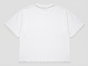 T-shirt en coton imprimé avec graphisme personnalisé en strass, style vintage, manches courtes, effet délavé, unisexe - Product Image 2
