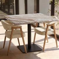 Table carrée moderne en marbre Sawar pour hôtel et restaurant, base en métal, écologique et durable pour mobilier de restauration commercial