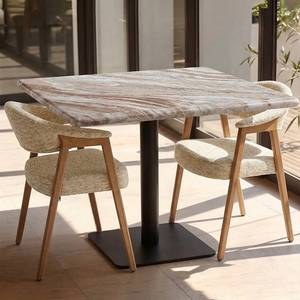 Mesa Cuadrada Moderna de Mármol Sawar para Hotel o Restaurante, Base de Pedestal Metálico, Ecológica y Duradera para Muebles de Comedor Comerciales - Product Image 4