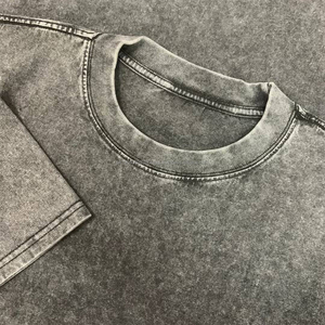 Vente en gros OEM Acid Wash Vintage T-shirt personnalisé pour hommes T-shirt épais 100% coton surdimensionné Design graphique T-shirt noir délavé - Product Image 3
