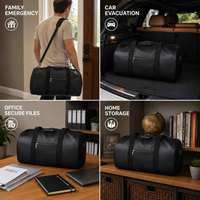 Bolsa para Documentos Impermeable y Resistente al Fuego con Cierre, Bolsa de Emergencia de Fibra de Vidrio con Revestimiento de Silicona y Correa para el Hombro para Portátil y Efectivo